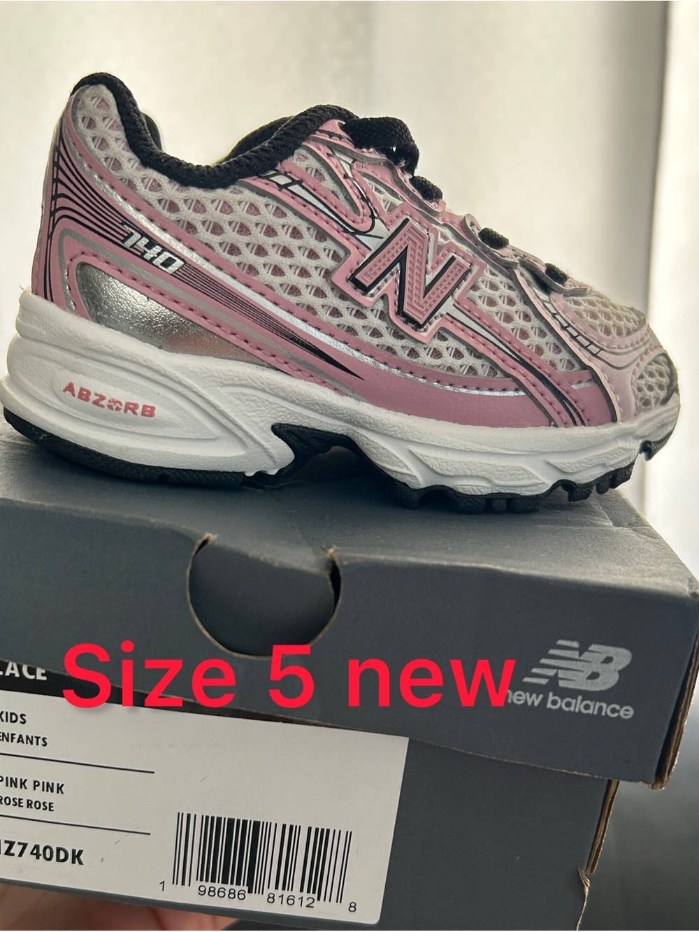 New Balance Kids Pink and White Mesh Sneaker